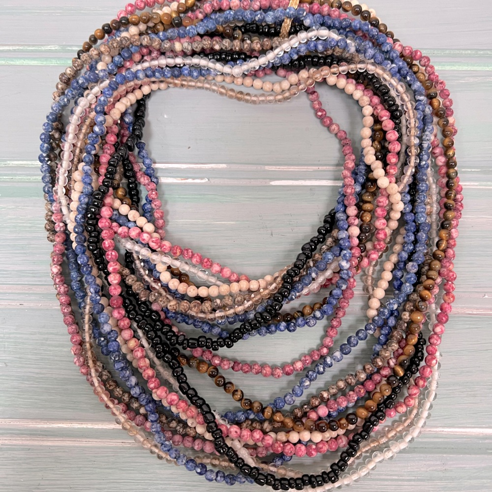 Vintage Love Beads 10 Strands Real Rock and Crystal